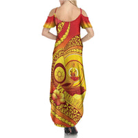 Vanuatu 45 Yia Indipendens Anivesari Summer Maxi Dress Tamtam Drum With Boar Tusk LT05 - Polynesian Pride