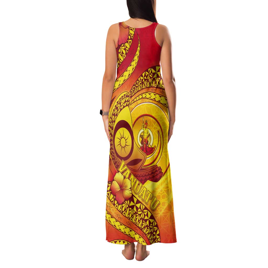 Vanuatu 45 Yia Indipendens Anivesari Tank Maxi Dress Tamtam Drum With Boar Tusk LT05 - Polynesian Pride