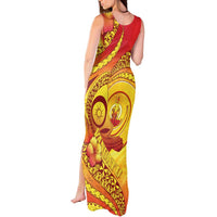 Vanuatu 45 Yia Indipendens Anivesari Tank Maxi Dress Tamtam Drum With Boar Tusk LT05 - Polynesian Pride