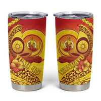 Vanuatu 45 Yia Indipendens Anivesari Tumbler Cup Tamtam Drum With Boar Tusk LT05 Yellow - Polynesian Pride
