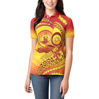 Vanuatu 45 Yia Indipendens Anivesari Women Polo Shirt Tamtam Drum With Boar Tusk LT05 - Polynesian Pride