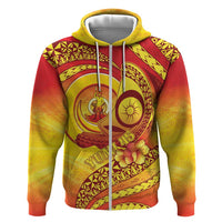 Vanuatu 45 Yia Indipendens Anivesari Zip Hoodie Tamtam Drum With Boar Tusk LT05 Zip Hoodie Yellow - Polynesian Pride