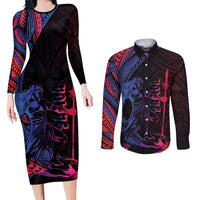 Samoan Pride Couples Matching Long Sleeve Bodycon Dress and Long Sleeve Button Shirt The Tui Manua - Polynesian Pride
