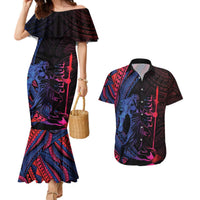 Samoan Pride Couples Matching Mermaid Dress and Hawaiian Shirt The Tui Manua LT05 Black - Polynesian Pride