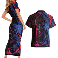 Samoan Pride Couples Matching Short Sleeve Bodycon Dress and Hawaiian Shirt The Tui Manua LT05 - Polynesian Pride