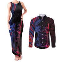 Samoan Pride Couples Matching Tank Maxi Dress and Long Sleeve Button Shirt The Tui Manua - Polynesian Pride