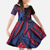 Samoan Pride Family Matching Long Sleeve Bodycon Dress and Hawaiian Shirt The Tui Manua LT05 Daughter's Dress Black - Polynesian Pride
