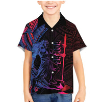 Samoan Pride Family Matching Mermaid Dress and Hawaiian Shirt The Tui Manua LT05 Son's Shirt Black - Polynesian Pride