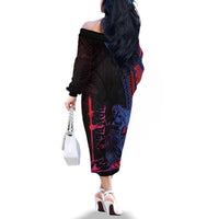 Samoan Pride Family Matching Off The Shoulder Long Sleeve Dress and Hawaiian Shirt The Tui Manua LT05 - Polynesian Pride