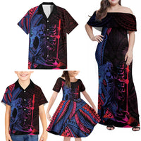 Samoan Pride Family Matching Off Shoulder Maxi Dress and Hawaiian Shirt The Tui Manua LT05 - Polynesian Pride