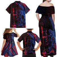 Samoan Pride Family Matching Off Shoulder Maxi Dress and Hawaiian Shirt The Tui Manua LT05 - Polynesian Pride