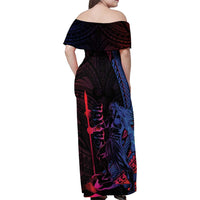 Samoan Pride Family Matching Off Shoulder Maxi Dress and Hawaiian Shirt The Tui Manua LT05 - Polynesian Pride