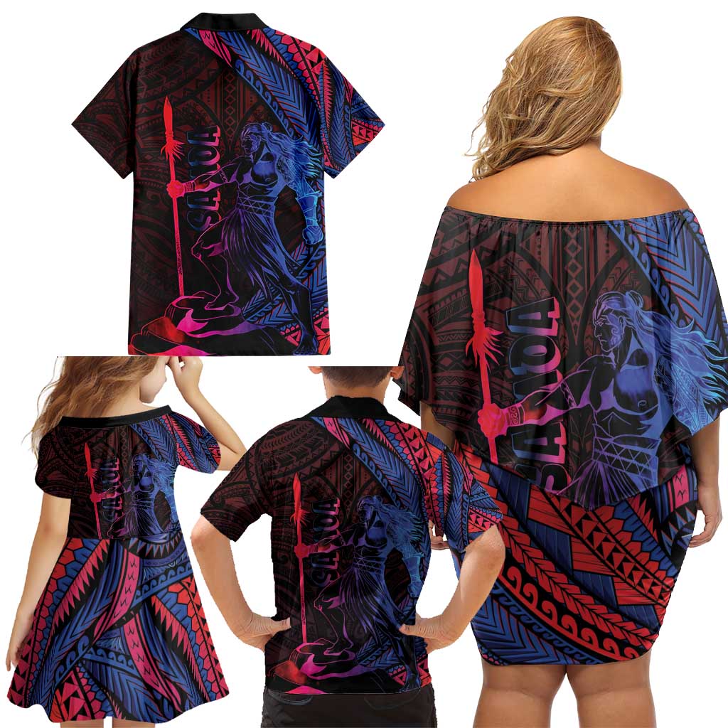 Samoan Pride Family Matching Off Shoulder Short Dress and Hawaiian Shirt The Tui Manua LT05 - Polynesian Pride