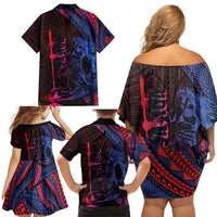 Samoan Pride Family Matching Off Shoulder Short Dress and Hawaiian Shirt The Tui Manua LT05 - Polynesian Pride