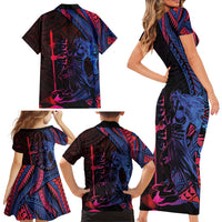 Samoan Pride Family Matching Short Sleeve Bodycon Dress and Hawaiian Shirt The Tui Manua LT05 - Polynesian Pride
