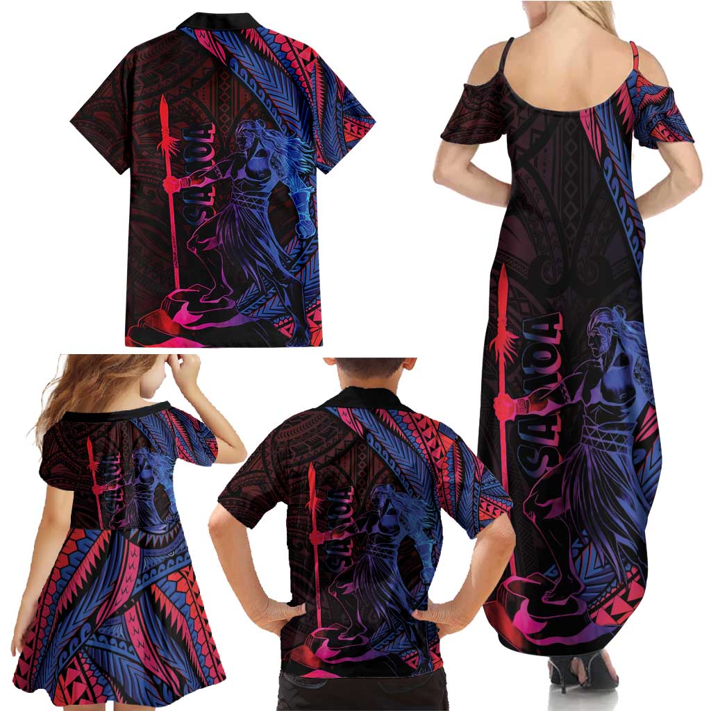 Samoan Pride Family Matching Summer Maxi Dress and Hawaiian Shirt The Tui Manua LT05 - Polynesian Pride