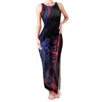 Samoan Pride Family Matching Tank Maxi Dress and Hawaiian Shirt The Tui Manua LT05 Mom's Dress Black - Polynesian Pride
