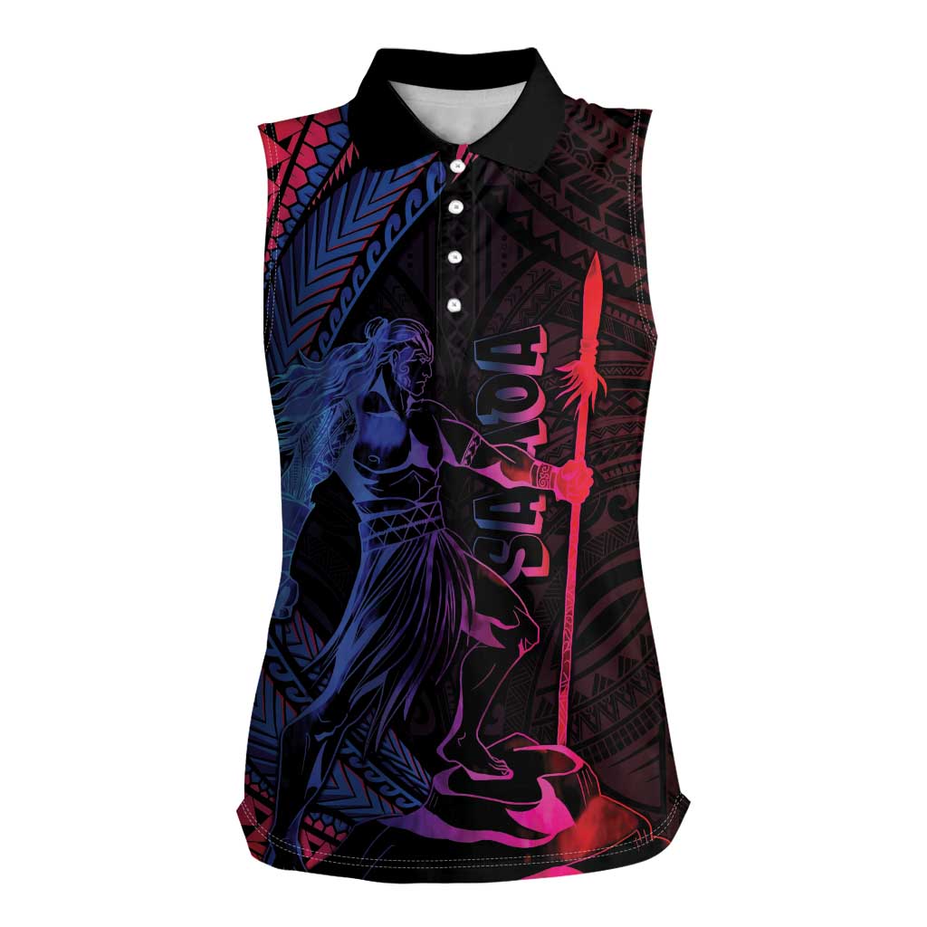 Samoan Pride Women Sleeveless Polo Shirt The Tui Manua LT05 Female Black - Polynesian Pride