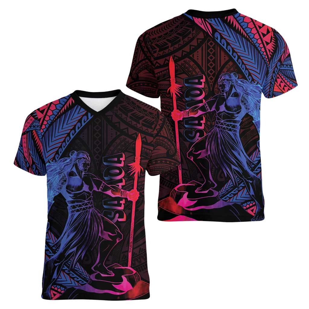 Samoan Pride Women V-Neck T-Shirt The Tui Manua - Polynesian Pride