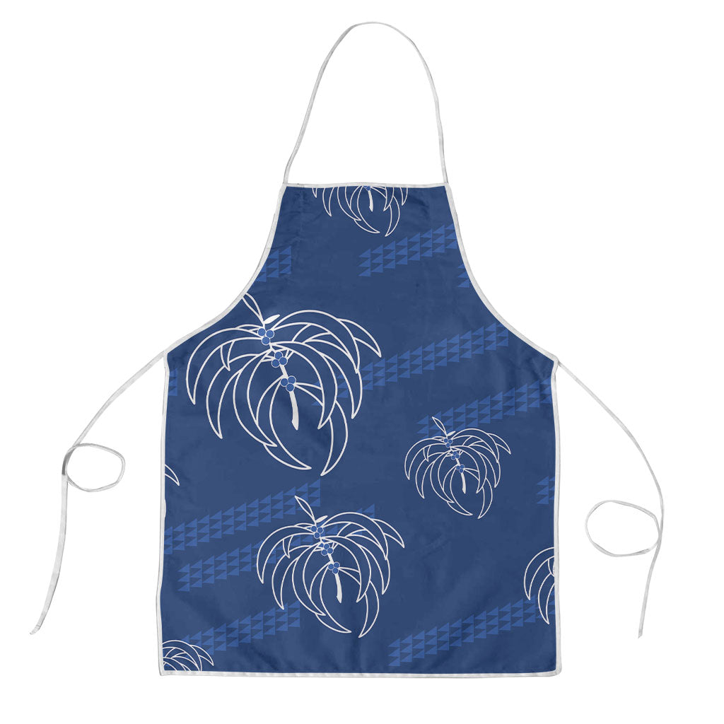 Aloha Hawaii Acacia Koa Leaves Apron Navy Kakau Tribal Pattern