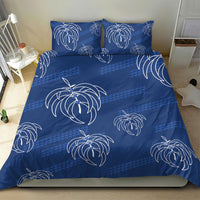 Aloha Hawaii Acacia Koa Leaves Bedding Set Navy Kakau Tribal Pattern