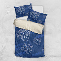 Aloha Hawaii Acacia Koa Leaves Bedding Set Navy Kakau Tribal Pattern
