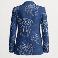 Aloha Hawaii Acacia Koa Leaves Blazer Navy Kakau Tribal Pattern