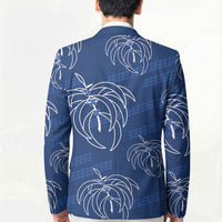 Aloha Hawaii Acacia Koa Leaves Blazer Navy Kakau Tribal Pattern