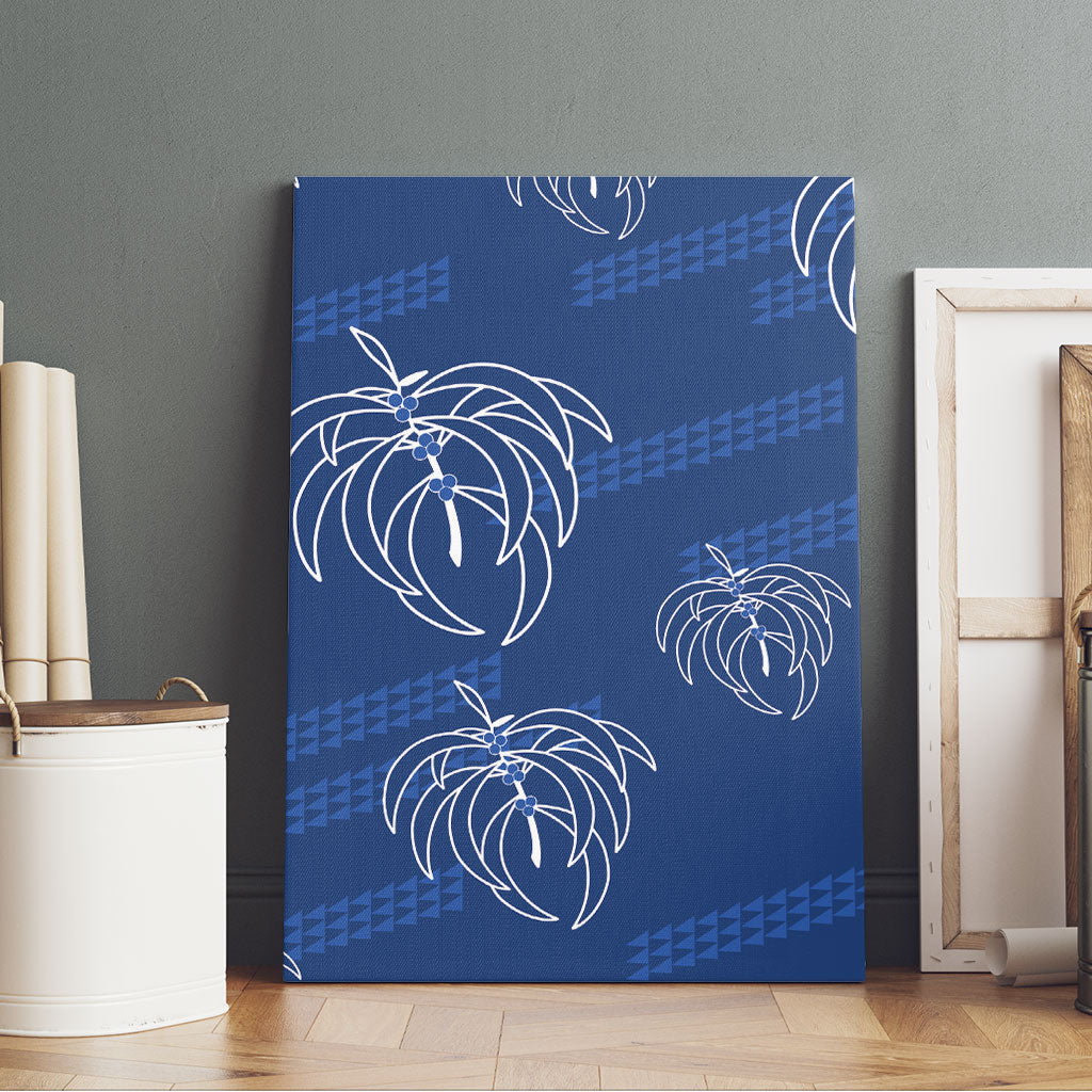 Aloha Hawaii Acacia Koa Leaves Canvas Wall Art Navy Kakau Tribal Pattern LT05 - Polynesian Pride