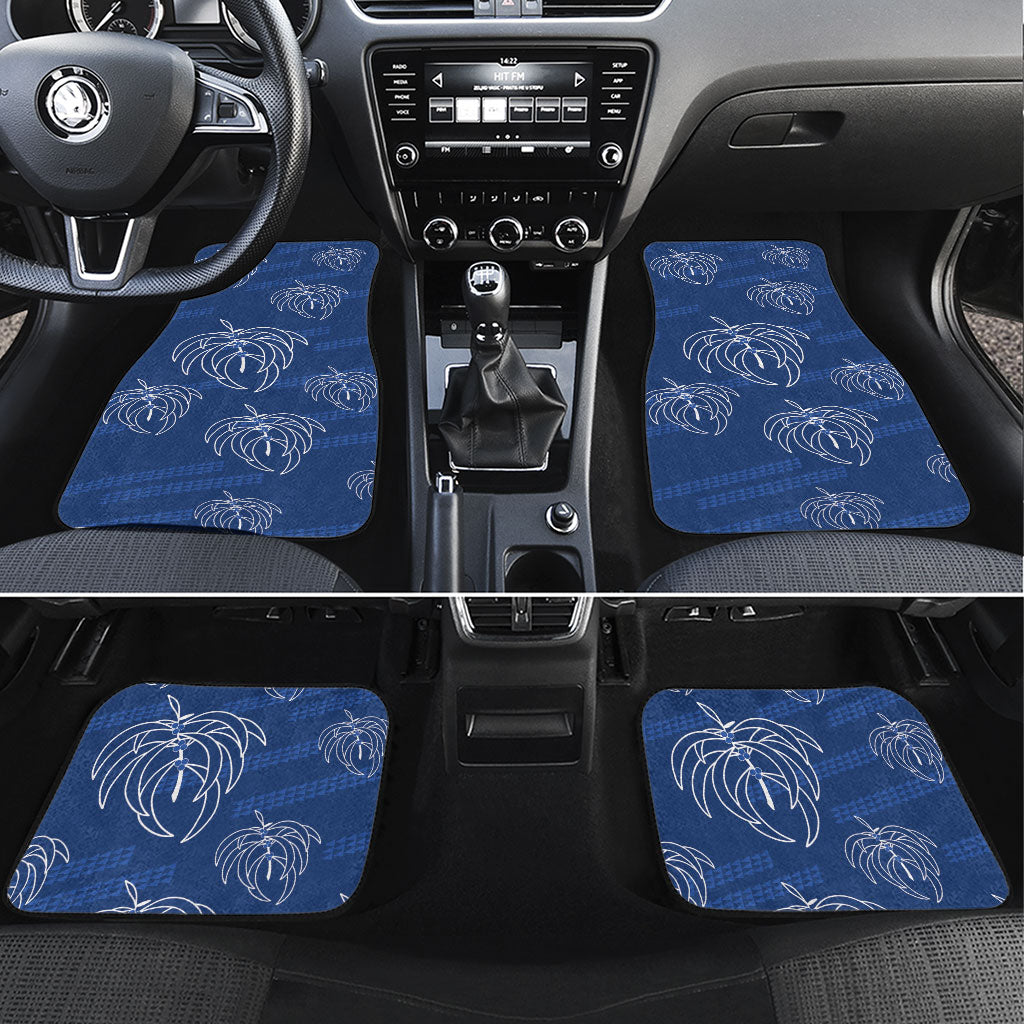 Aloha Hawaii Acacia Koa Leaves Car Mats Navy Kakau Tribal Pattern