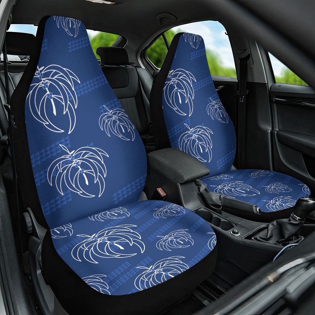 Aloha Hawaii Acacia Koa Leaves Car Seat Cover Navy Kakau Tribal Pattern