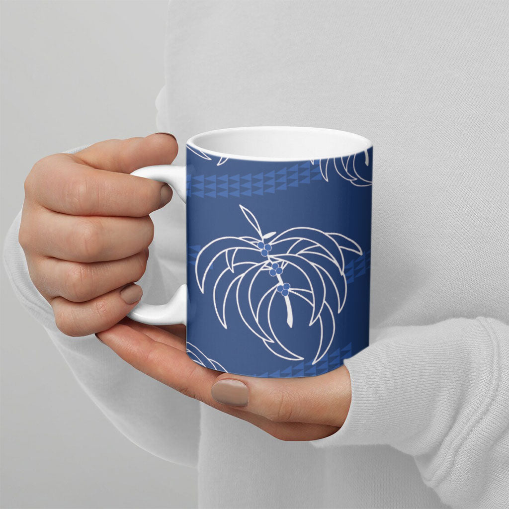 Aloha Hawaii Acacia Koa Leaves Ceramic Mug Navy Kakau Tribal Pattern LT05 - Polynesian Pride