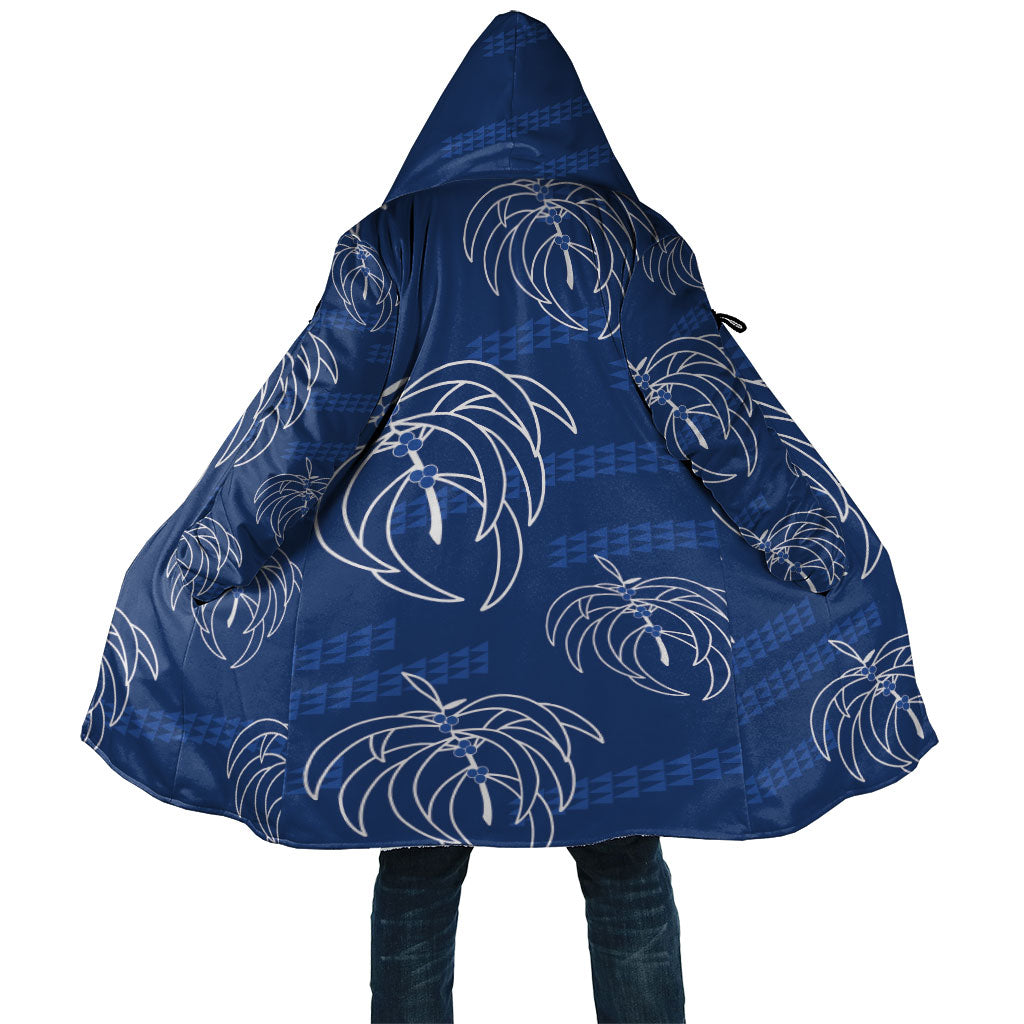 Aloha Hawaii Acacia Koa Leaves Cloak Navy Kakau Tribal Pattern