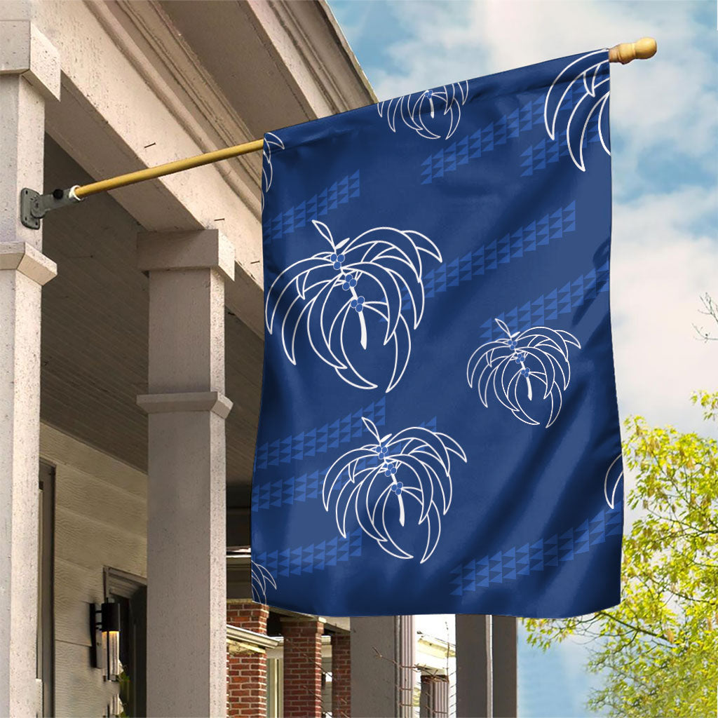 Aloha Hawaii Acacia Koa Leaves Garden Flag Navy Kakau Tribal Pattern
