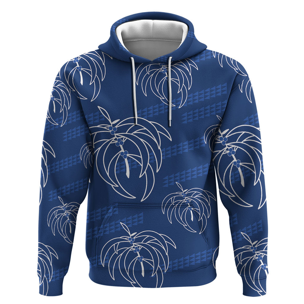 Aloha Hawaii Acacia Koa Leaves Hoodie Navy Kakau Tribal Pattern