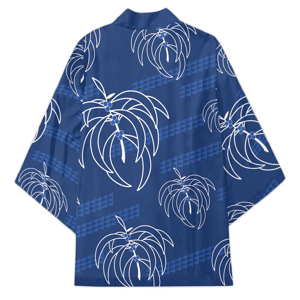Aloha Hawaii Acacia Koa Leaves Kimono Navy Kakau Tribal Pattern LT05 - Polynesian Pride
