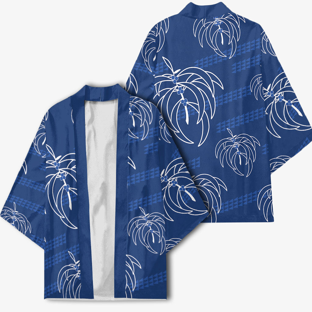 Aloha Hawaii Acacia Koa Leaves Kimono Navy Kakau Tribal Pattern LT05 - Polynesian Pride
