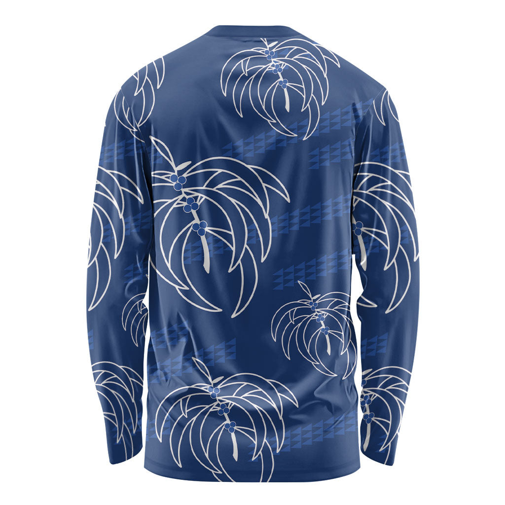 Aloha Hawaii Acacia Koa Leaves Long Sleeve Shirt Navy Kakau Tribal Pattern LT05 - Polynesian Pride