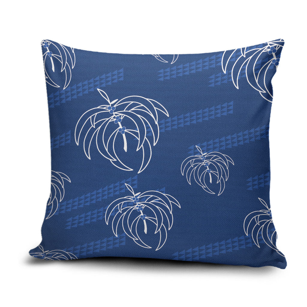 Aloha Hawaii Acacia Koa Leaves Pillow Cover Navy Kakau Tribal Pattern LT05 Navy - Polynesian Pride