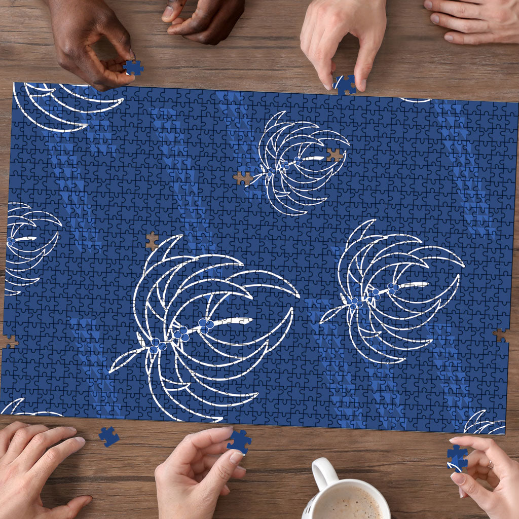 Aloha Hawaii Acacia Koa Leaves Puzzle Navy Kakau Tribal Pattern LT05 - Polynesian Pride