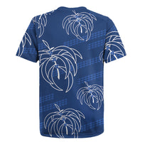 Aloha Hawaii Acacia Koa Leaves Rugby Jersey Navy Kakau Tribal Pattern LT05 - Polynesian Pride