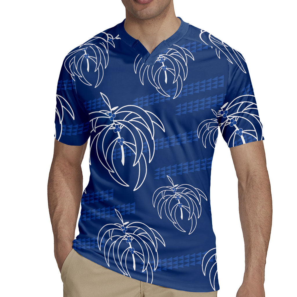 Aloha Hawaii Acacia Koa Leaves Rugby Jersey Navy Kakau Tribal Pattern LT05 - Polynesian Pride