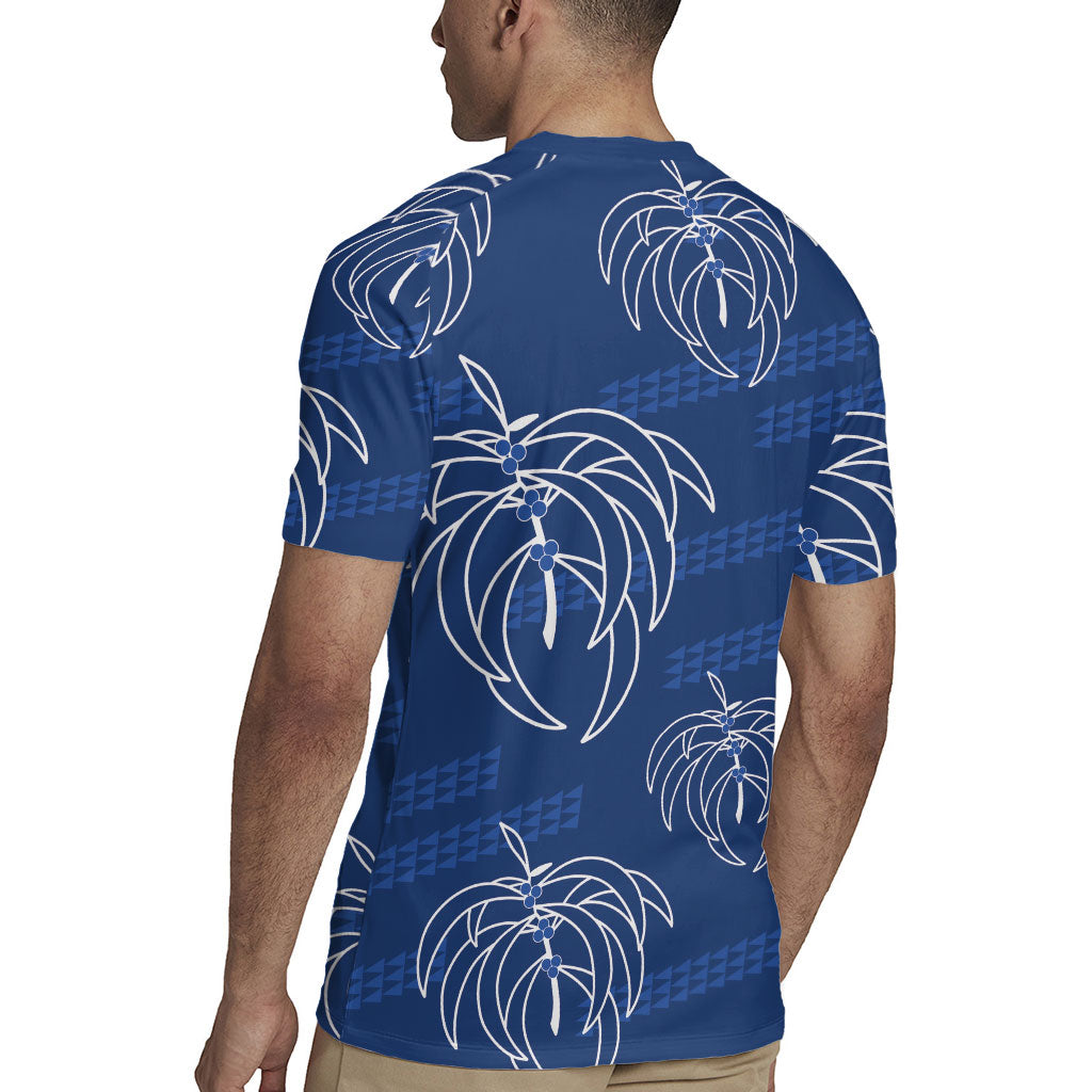 Aloha Hawaii Acacia Koa Leaves Rugby Jersey Navy Kakau Tribal Pattern LT05 - Polynesian Pride