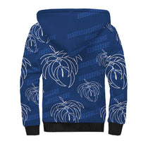Aloha Hawaii Acacia Koa Leaves Sherpa Hoodie Navy Kakau Tribal Pattern LT05 - Polynesian Pride