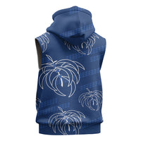 Aloha Hawaii Acacia Koa Leaves Sleeveless Hoodie Navy Kakau Tribal Pattern LT05 - Polynesian Pride