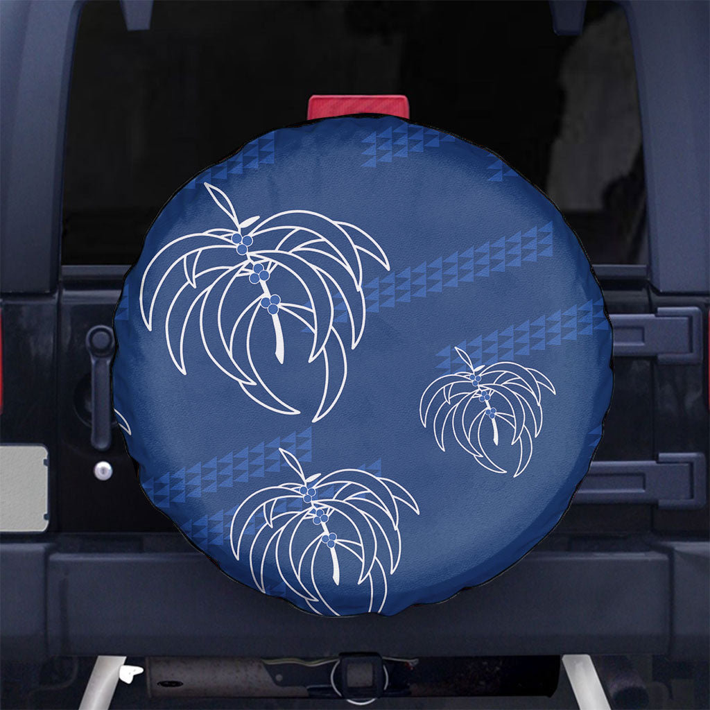 Aloha Hawaii Acacia Koa Leaves Spare Tire Cover Navy Kakau Tribal Pattern