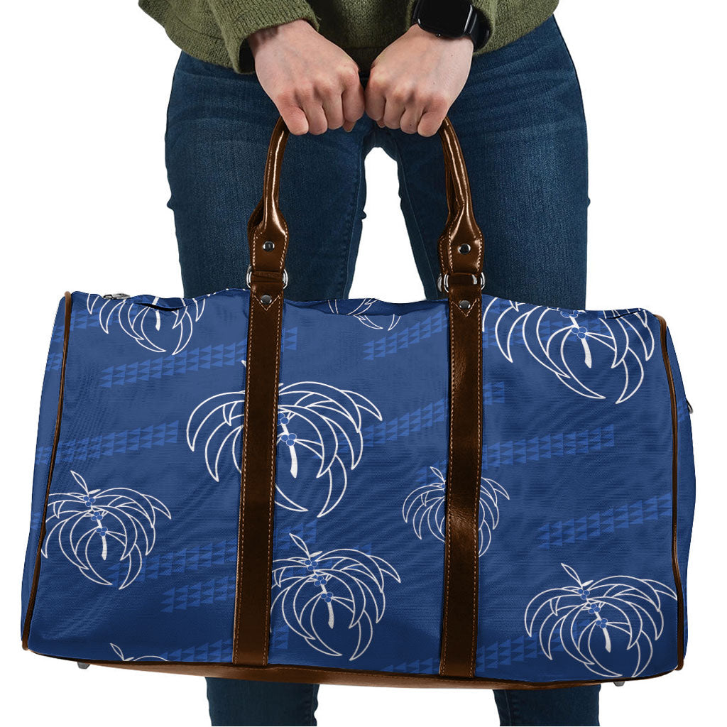 Aloha Hawaii Acacia Koa Leaves Travel Bag Navy Kakau Tribal Pattern