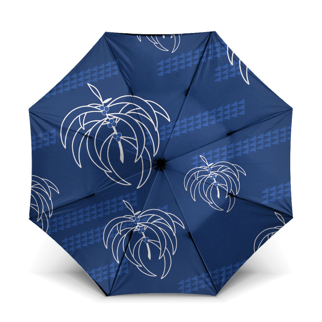 Aloha Hawaii Acacia Koa Leaves Umbrella Navy Kakau Tribal Pattern
