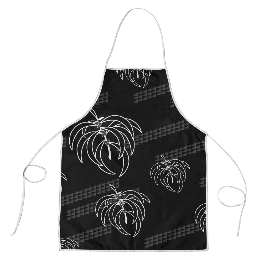 Aloha Hawaii Acacia Koa Leaves Apron Black Kakau Tribal Pattern