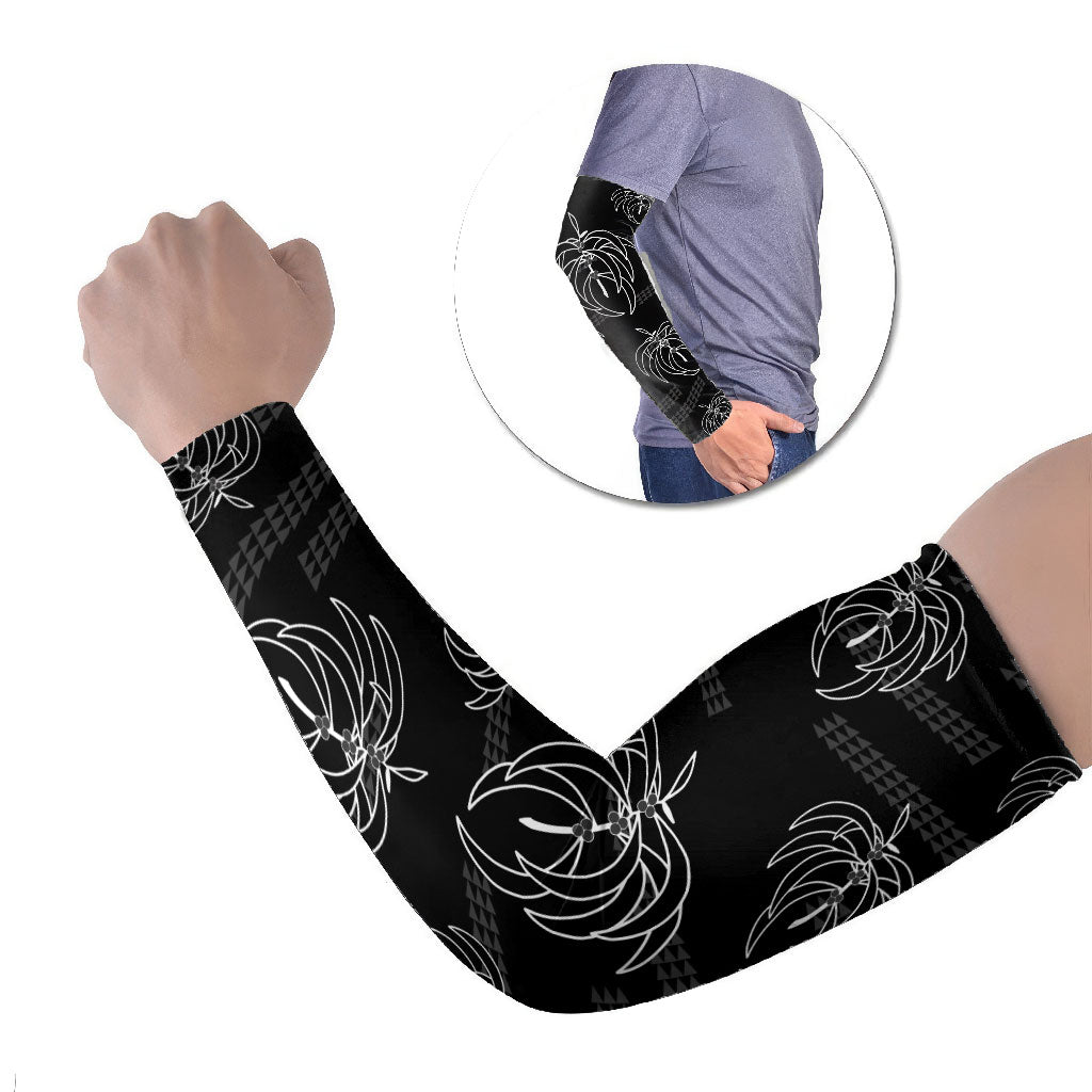 Aloha Hawaii Acacia Koa Leaves Arm Sleeves Black Kakau Tribal Pattern
